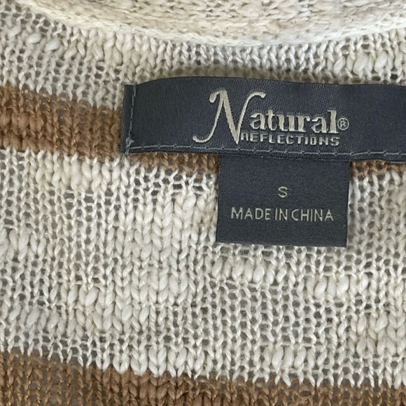 NATURAL Reflections bohemian Striped Knit Open Front Cardigan Cream Size S NWOT - Picture 8 of 9